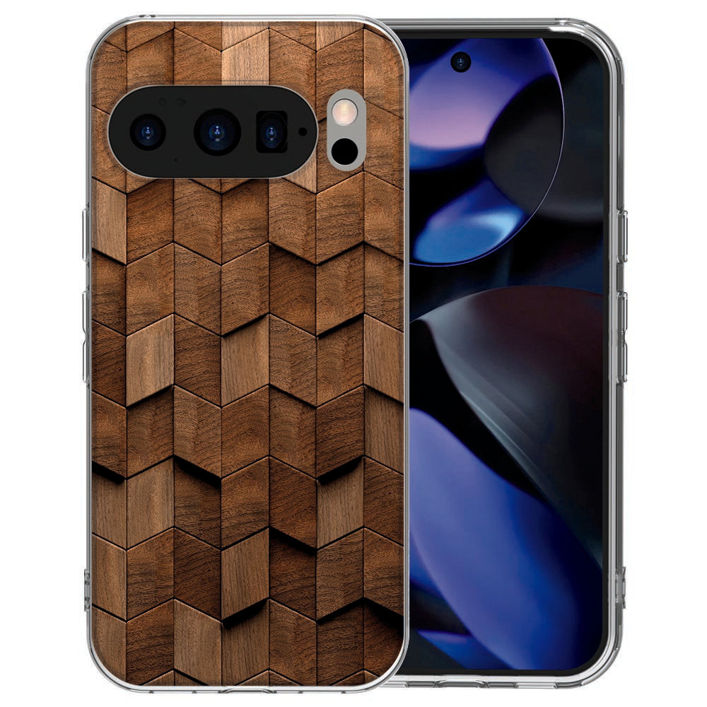 Wooden Cubes hoesje voor Pixel 10 met soft-touch TPU afwerking