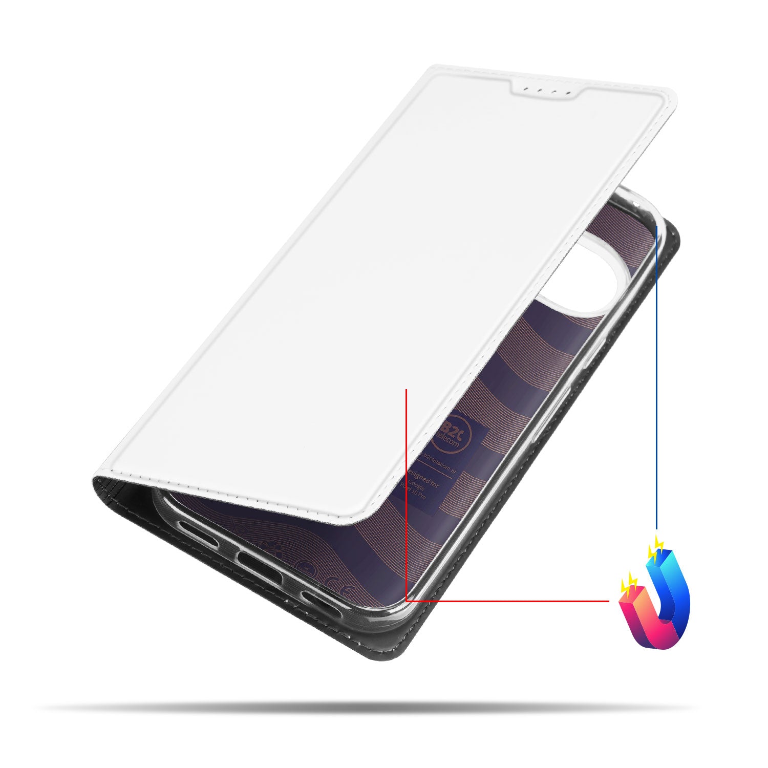 Google Pixel 10 / Pixel 10 Pro Stand Case Hoesje Wit met Kaartvak voorkant design