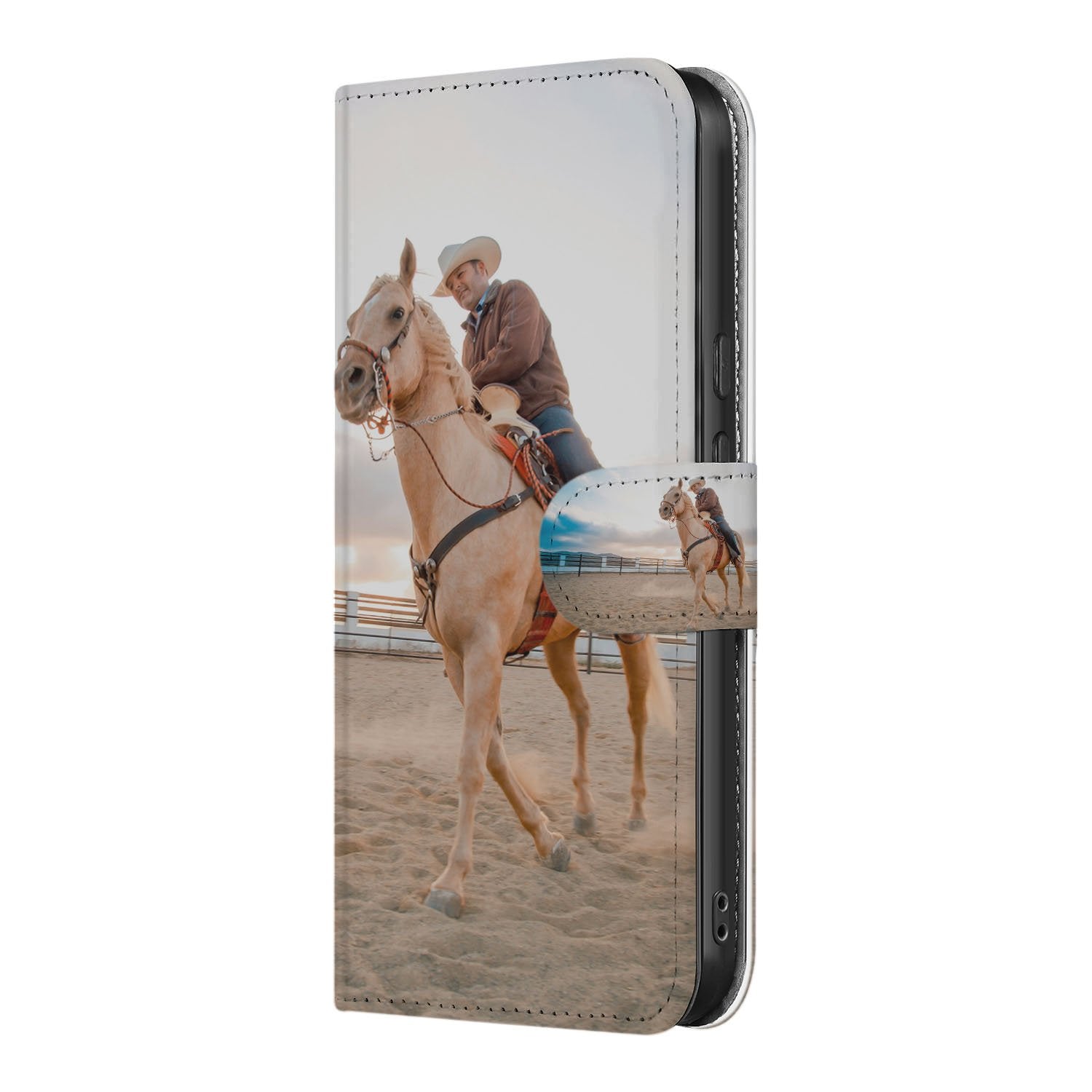 Google Pixel 10 Pro XL Bookcase Hoesje met Eigen Foto Ontwerpen ruiter paard vooraanzicht