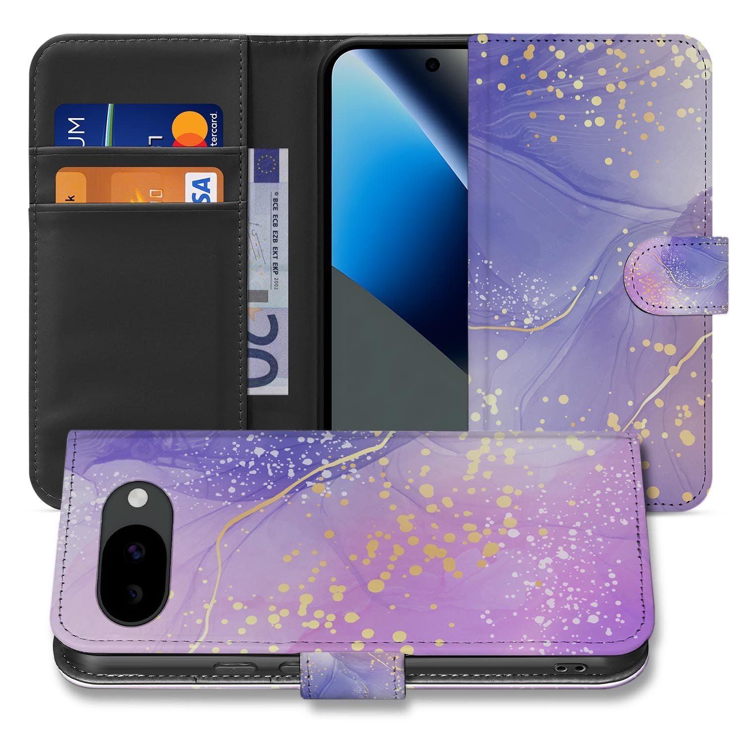 Watercolor Paars bookcase hoesje voor de Google Pixel 10a
