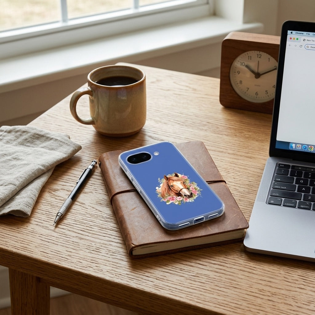 Google Pixel 10a TPU hoesje Paard - lifestyle foto in huiselijke setting