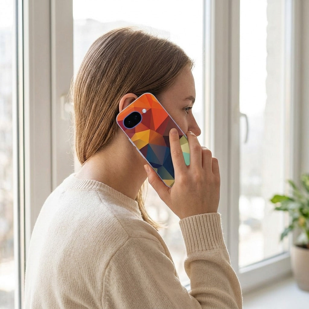 Google Pixel 10a back cover hoesje Polygon Color - lifestyle foto in huiselijke setting