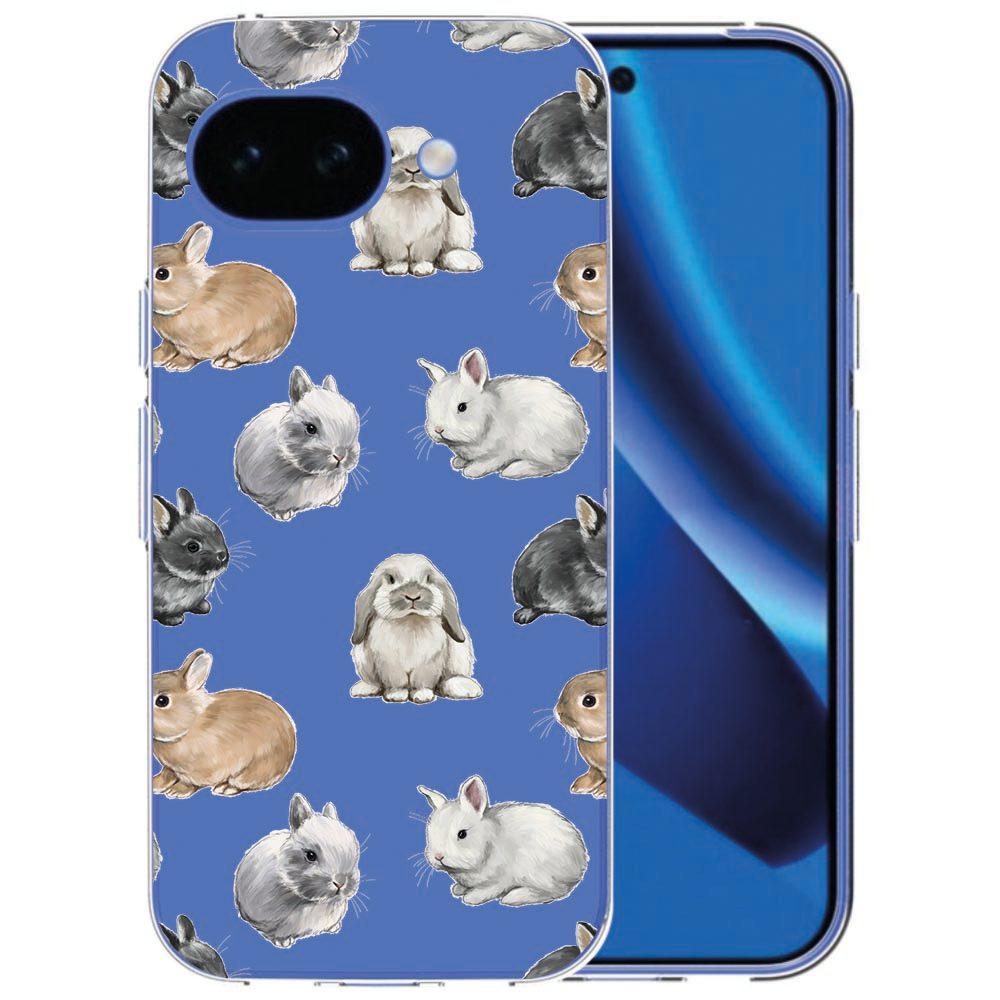 Google Pixel 10a siliconen hoesje met print van schattige konijntjes