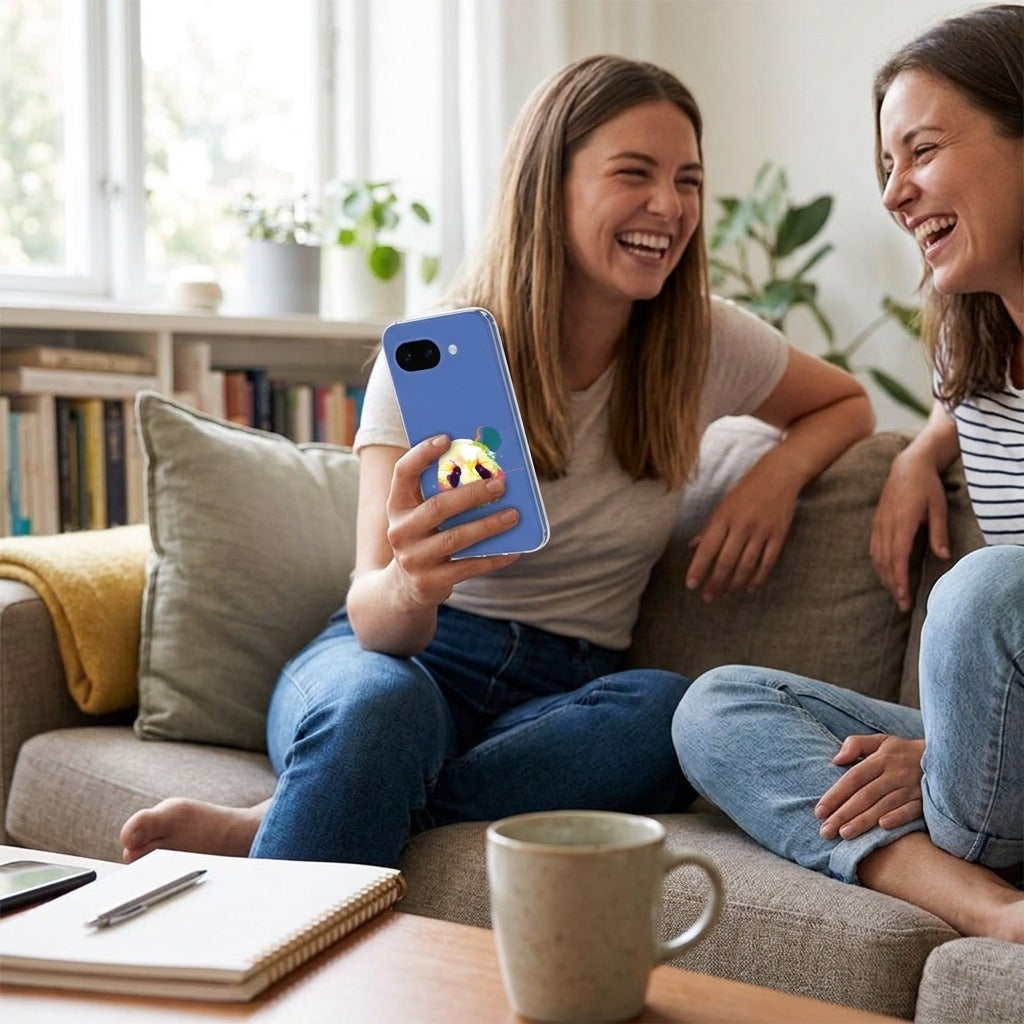 Google Pixel 10a siliconen hoesje Panda Color - lifestyle foto in huiselijke setting