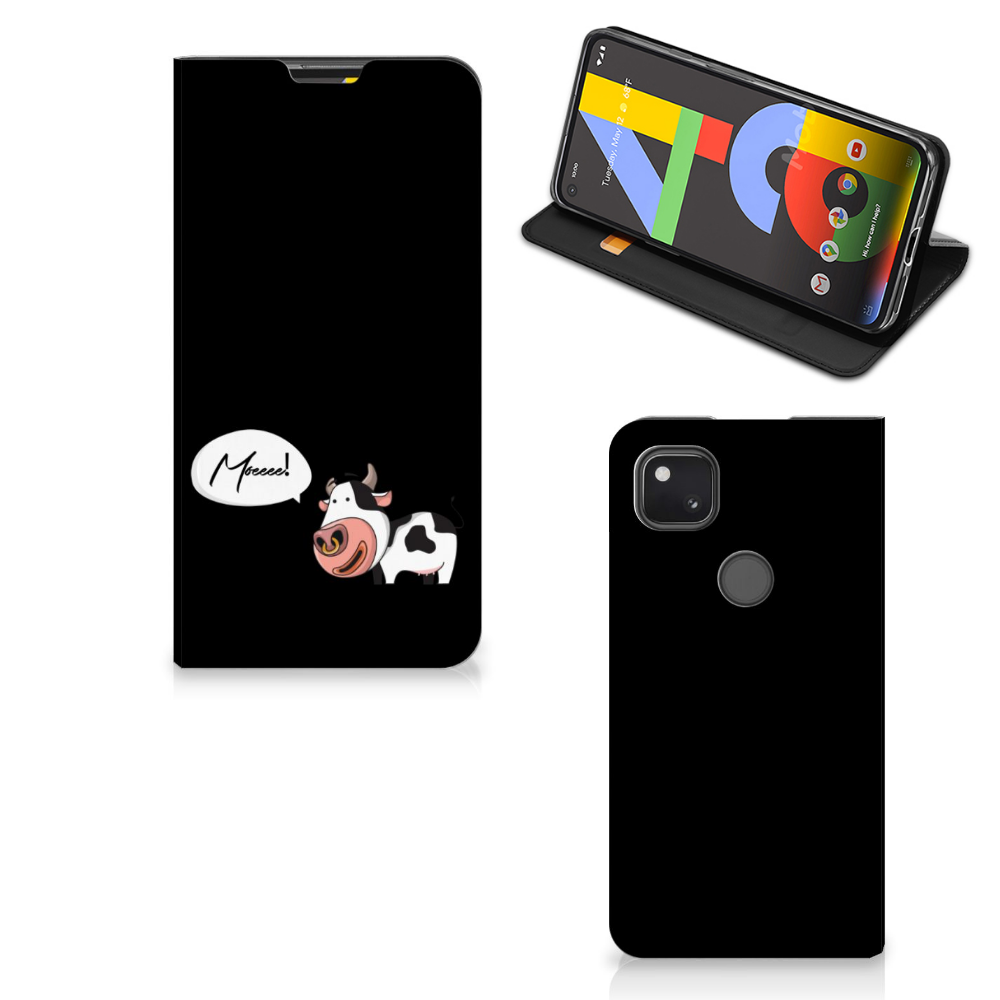 Google Pixel 4a Magnet Case Cow hoesje koe voorzijde zijkant