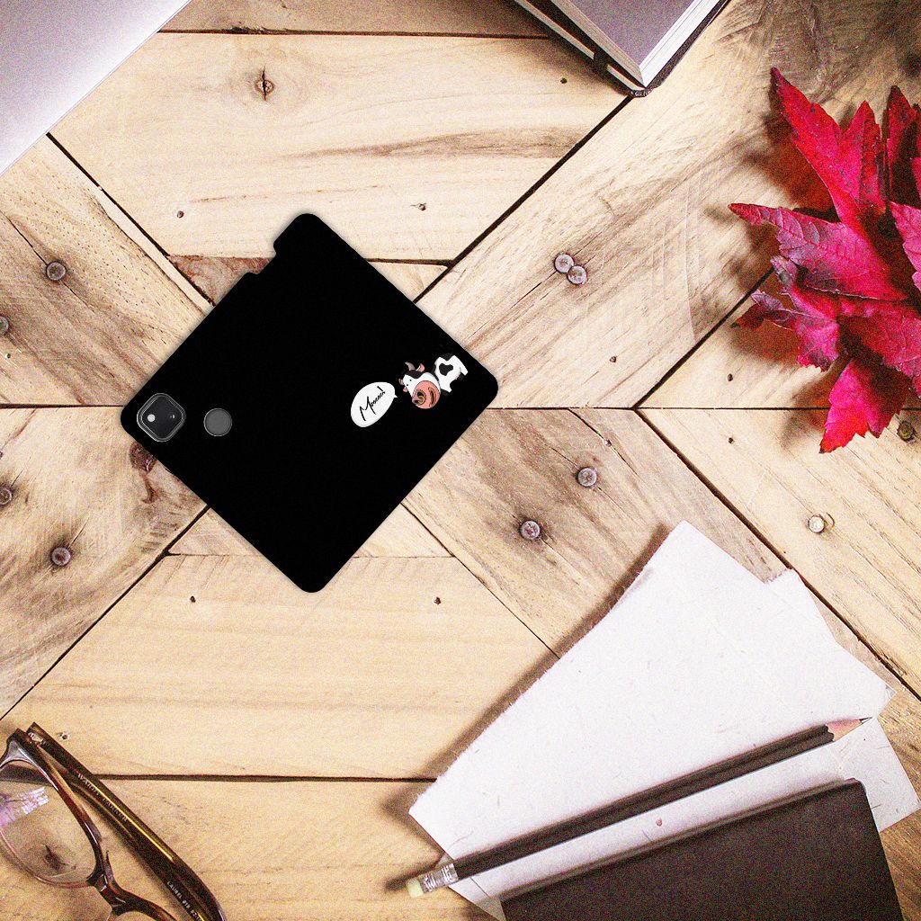 Google Pixel 4a Magnet Case Cow zwart bovenaanzicht