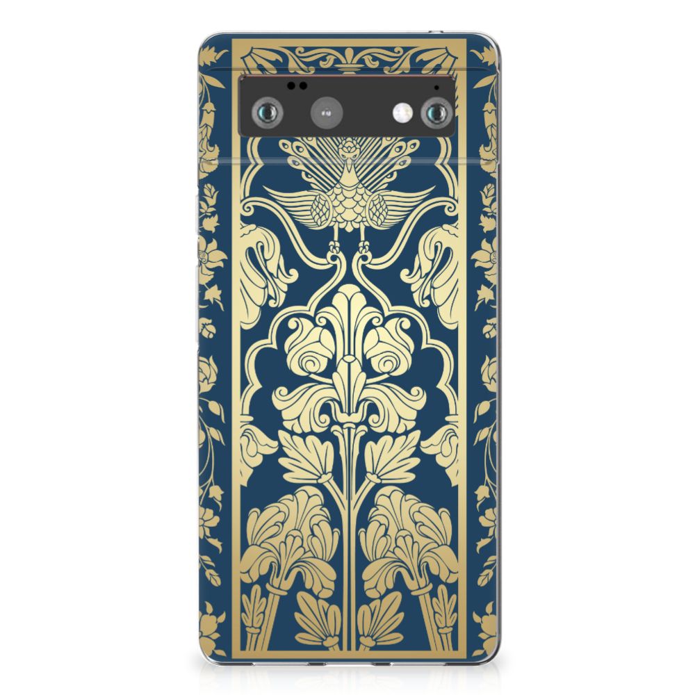 Google Pixel 6 TPU Case Beige Flowers bloemen design achterkant