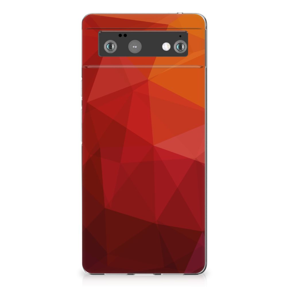 Google Pixel 6 TPU Hoesje Pauw met Bloemen geometrisch design achterkant
