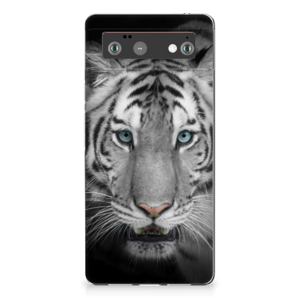 Google Pixel 6 TPU Hoesje Tijger met gedetailleerde afbeelding van een witte tijger 😺, ideaal cadeau met uitstekende bescherming.