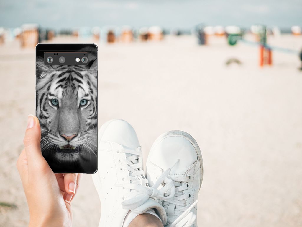 Google Pixel 6 TPU Hoesje Tijger met prachtig witte tijgerdesign, perfect cadeau voor bescherming en uitstraling 🐅.