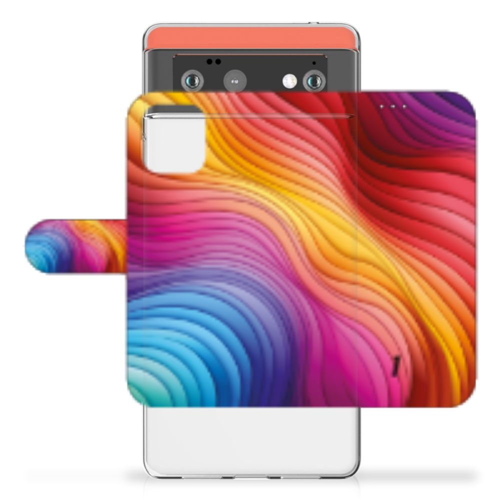 Google Pixel 6 Telefoonhoesje met Naam Panda Color design kleurrijk aanzicht