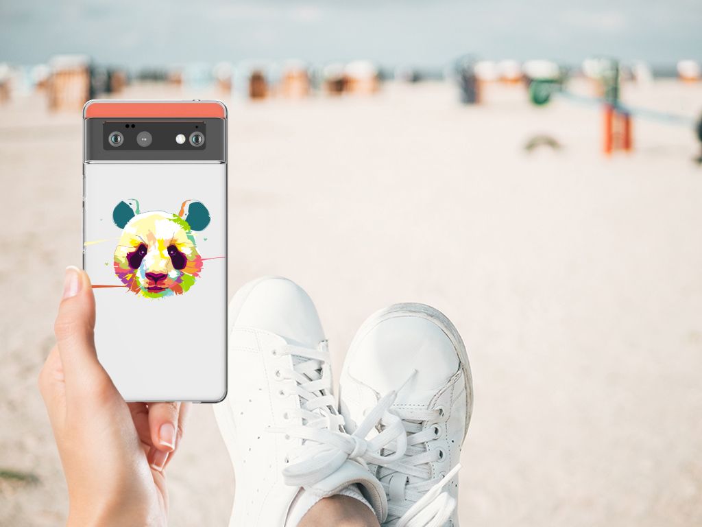 Google Pixel 6 Telefoonhoesje met Naam Panda Color telefoonhoesje panda design hand strand