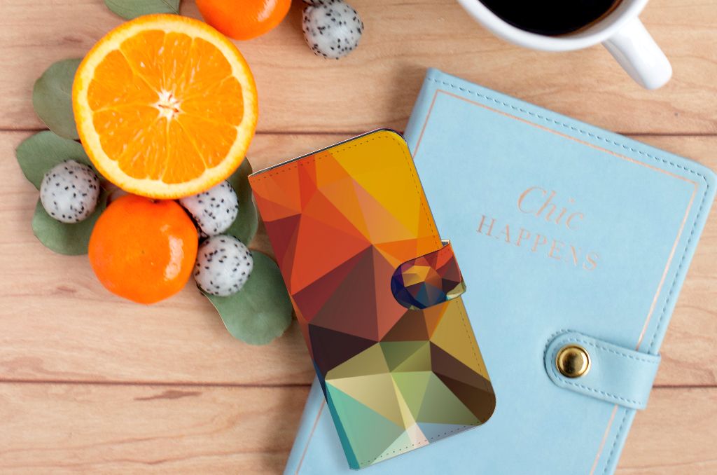 Google Pixel 6A Book Case Polygon Color design polygon kleur aanzicht