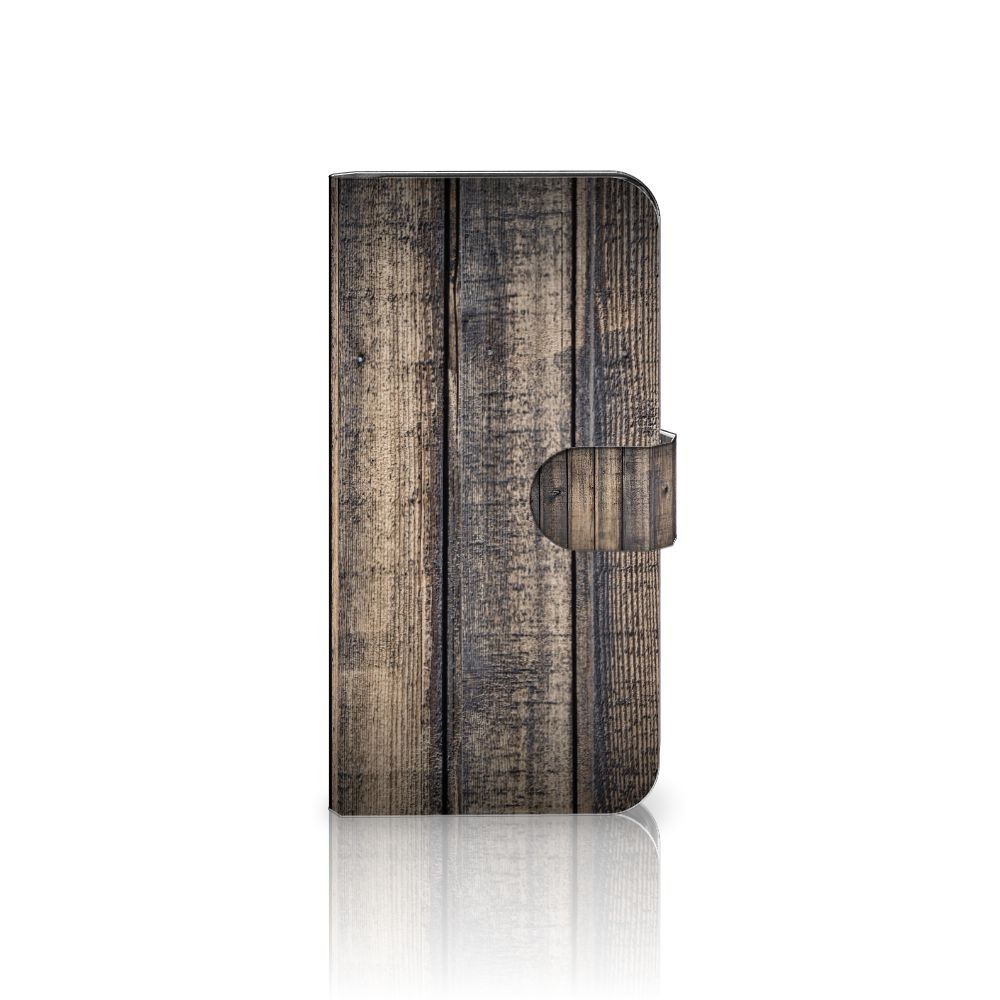 Google Pixel 6A Book Style Case Steigerhout met robuust houten design voor bescherming en uitstraling.