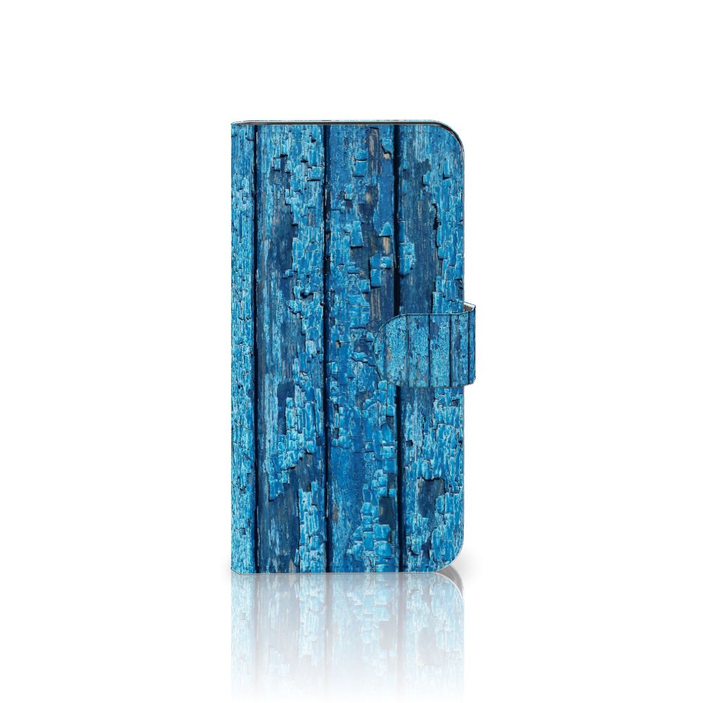 Google Pixel 6A Book Style Case Wood Blue boekhoes blauw hout aanzicht