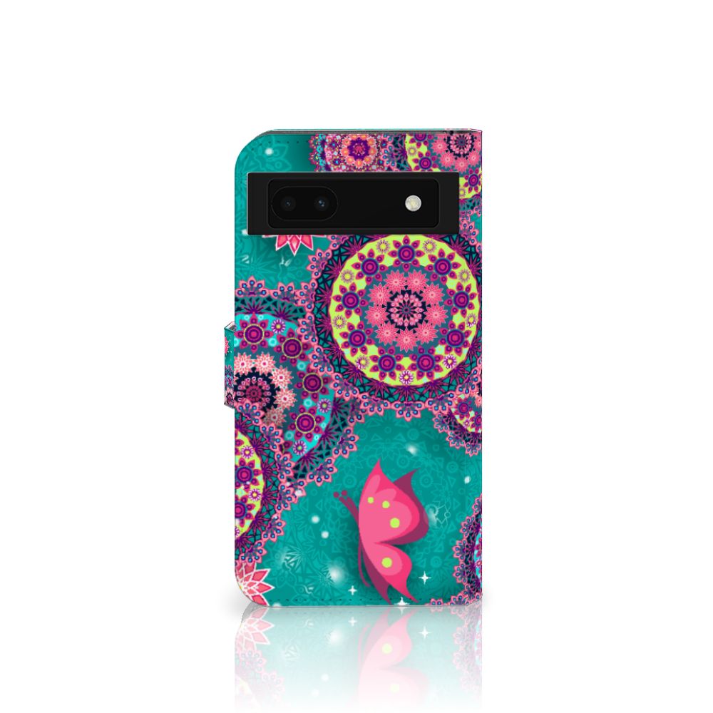 Google Pixel 6A Hoesje Cirkels en Vlinders boekstijl design mandala cirkels vlinders