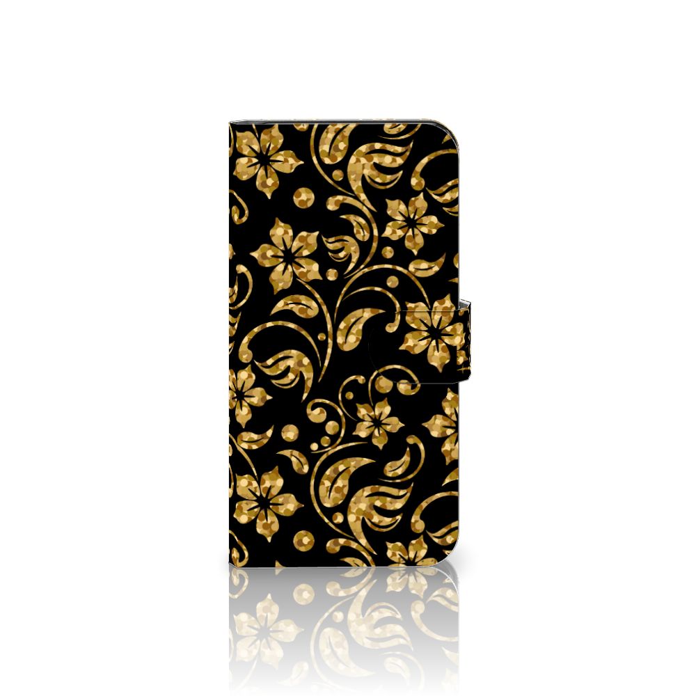 Google Pixel 6A Hoesje Gouden Bloemen design gouden bloemen aanzicht