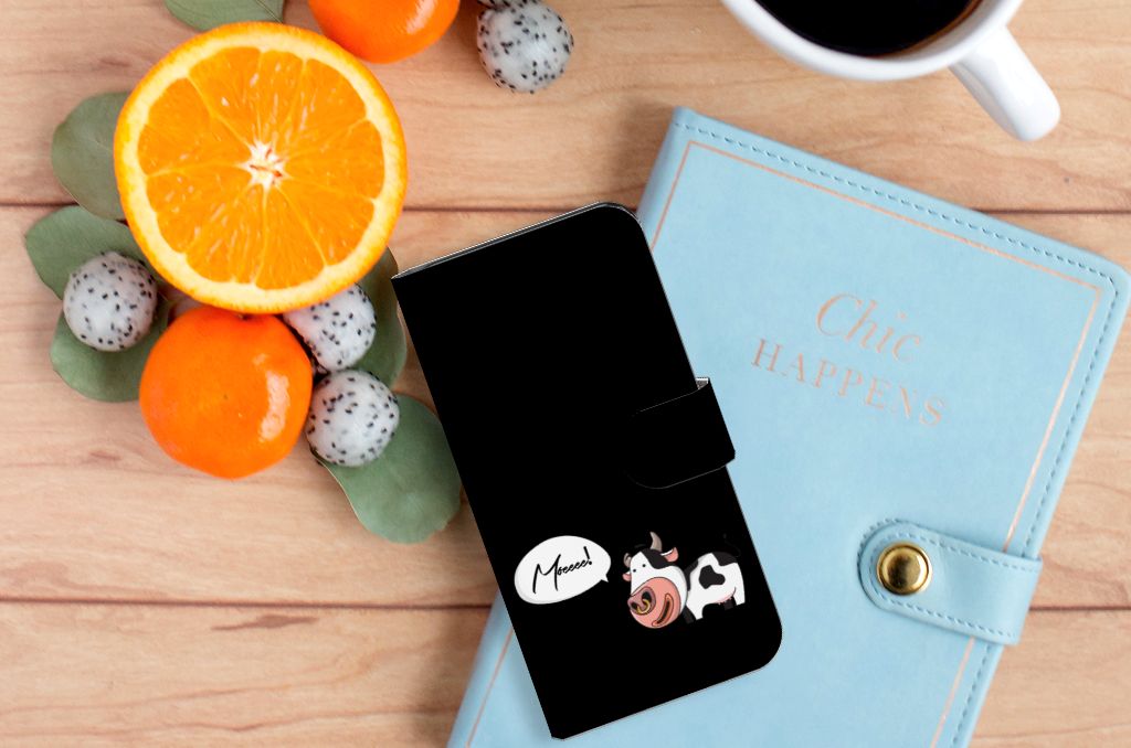 Google Pixel 6A Leuk Hoesje Cow telefoonhoesje cow design bovenaanzicht