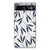 Google Pixel 6A TPU Case Leaves Blue bladeren donkergrijs design voorzijde