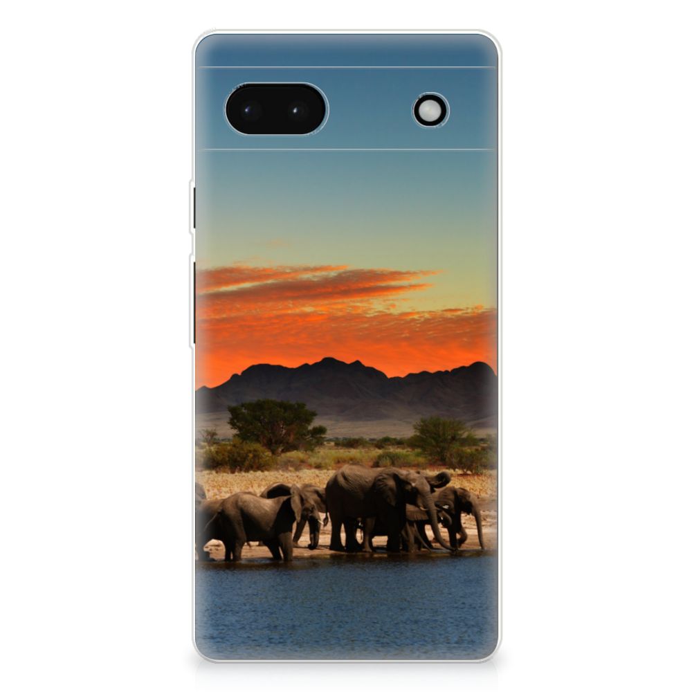 Google Pixel 6A TPU Hoesje Olifanten design olifanten aanzicht