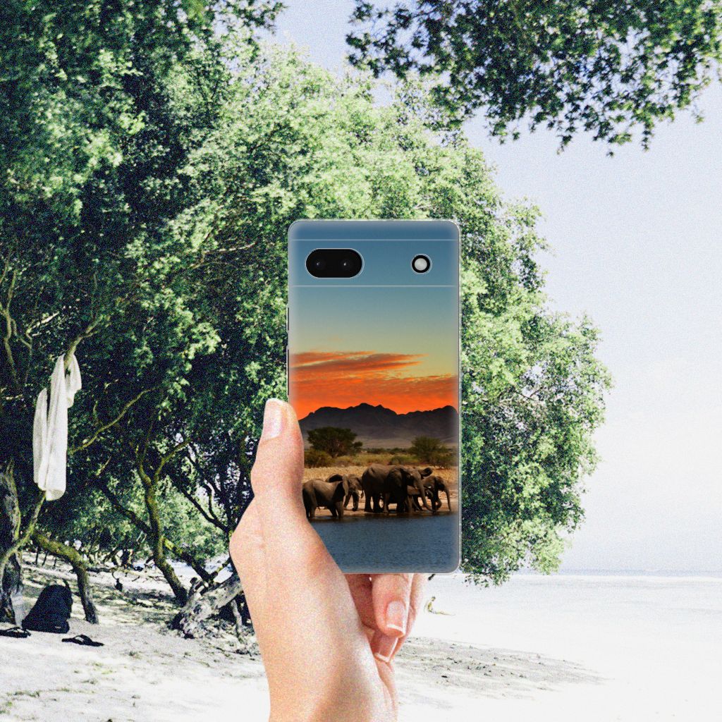 Google Pixel 6A TPU Hoesje Olifanten olifanten natuur hand fenomeen