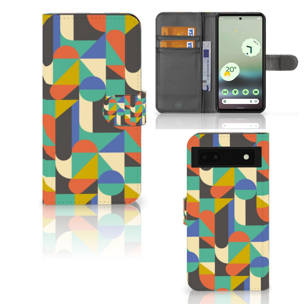 Google Pixel 6A Telefoon Hoesje Funky Retro telefoonhoesje retro design aanzicht