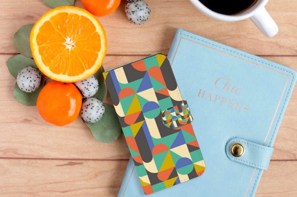 Google Pixel 6A Telefoon Hoesje Funky Retro design kleurrijk aanzicht