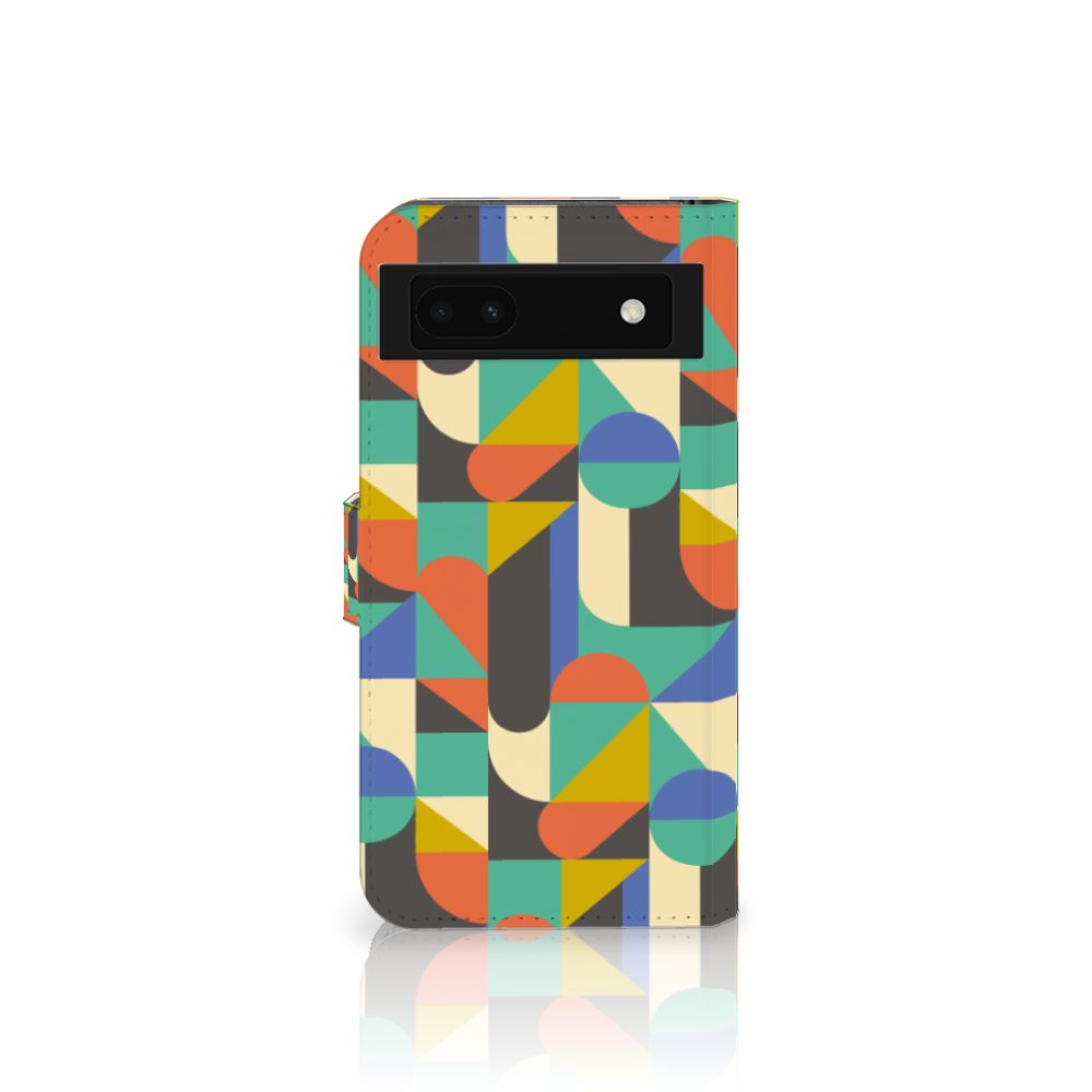 Google Pixel 6A Telefoon Hoesje Funky Retro telefoonhoesje design patroon vooraanzicht