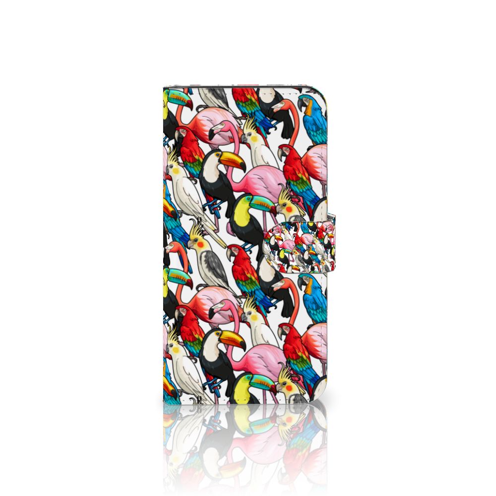 Google Pixel 6A Telefoonhoesje met Pasjes Birds telefoonhoesje vogels kleurrijk voorkant