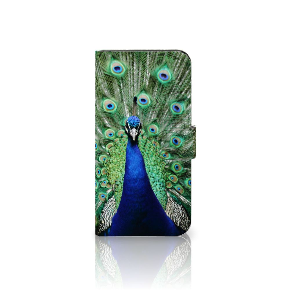 Google Pixel 6A Telefoonhoesje met Pasjes Pauw telefoonhoesje pauw design voorkant