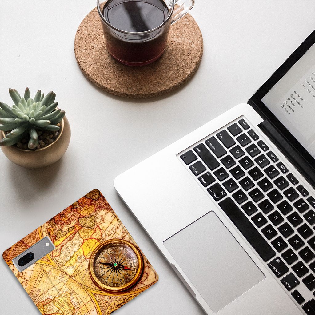 Google Pixel 7 Book Cover Kompas design met kompas laptop bureau