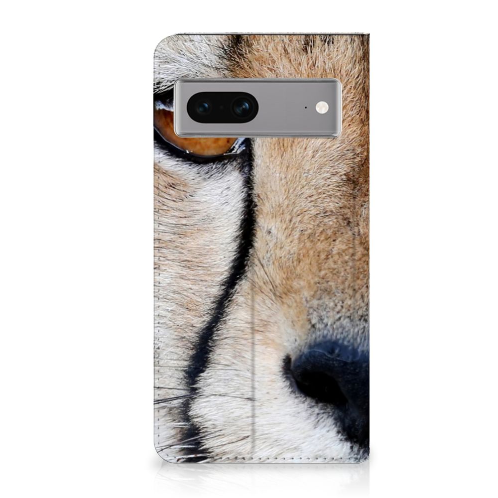 Google Pixel 7 Hoesje maken Cheetah met close-up van een cheetah gezicht op een standaard case