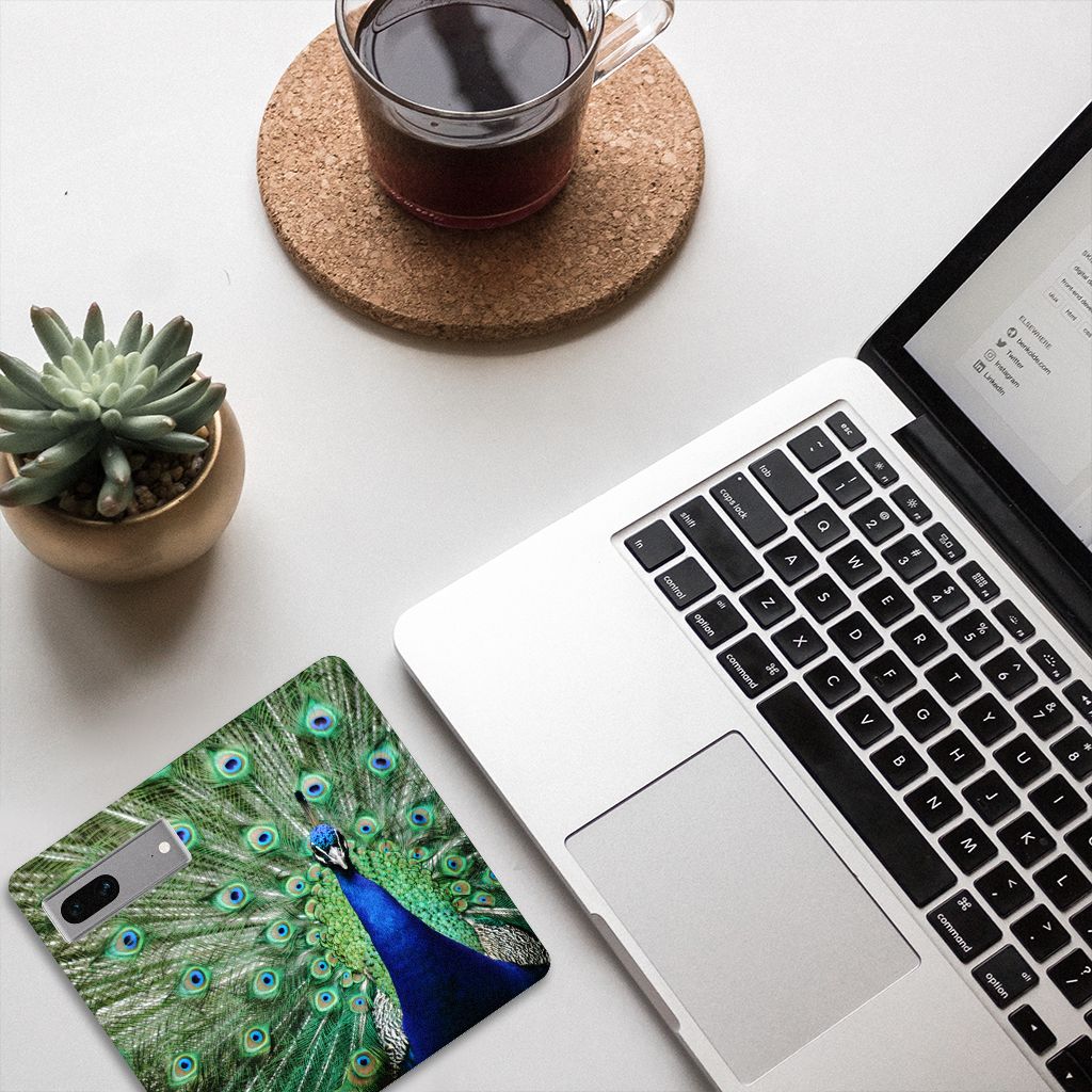 Google Pixel 7 Hoesje maken Pauw design pauw bovenaanzicht