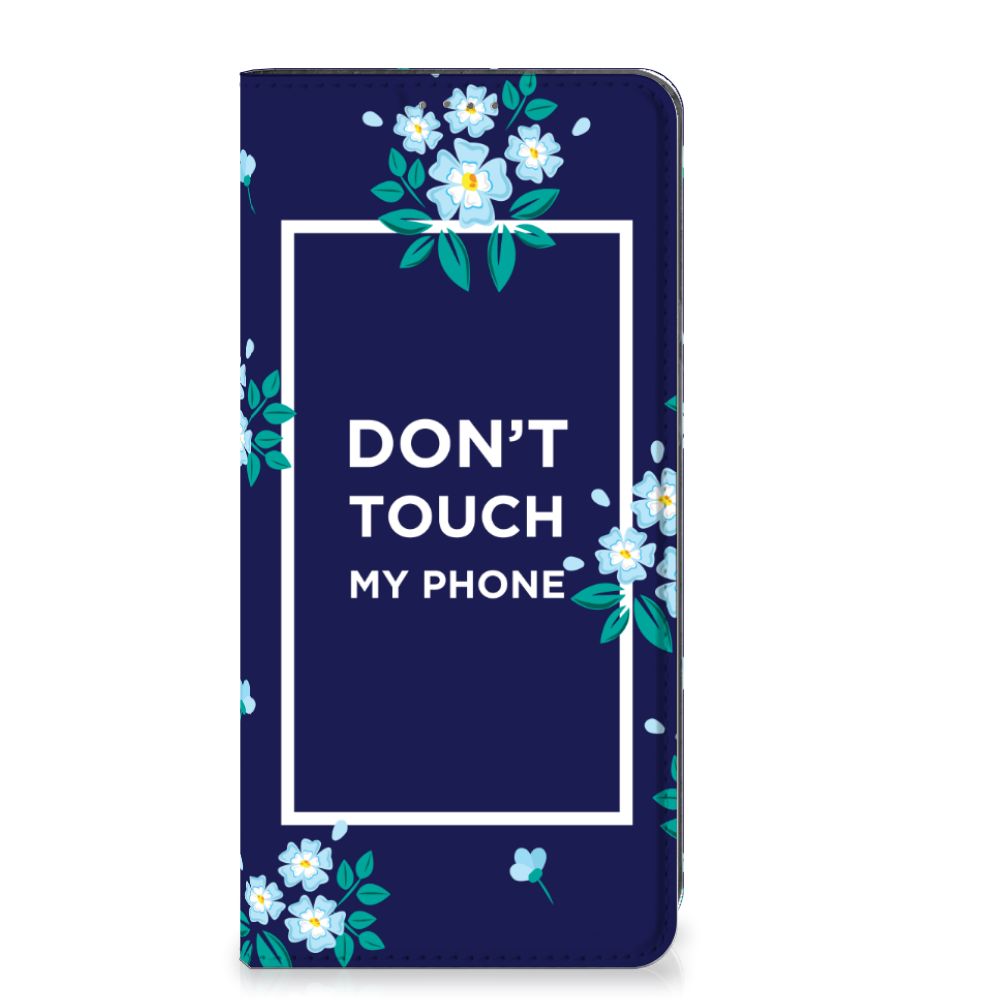 Google Pixel 7 Pro Design Case Flowers Blue DTMP bloemen navy front