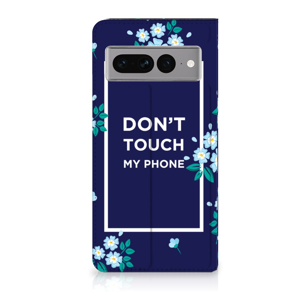 Google Pixel 7 Pro Design Case Flowers Blue DTMP voorkant