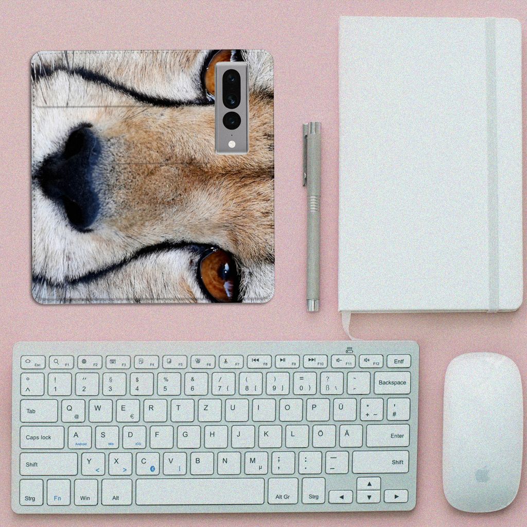 Google Pixel 7 Pro Hoesje maken Cheetah close up cheetah print bovenaanzicht