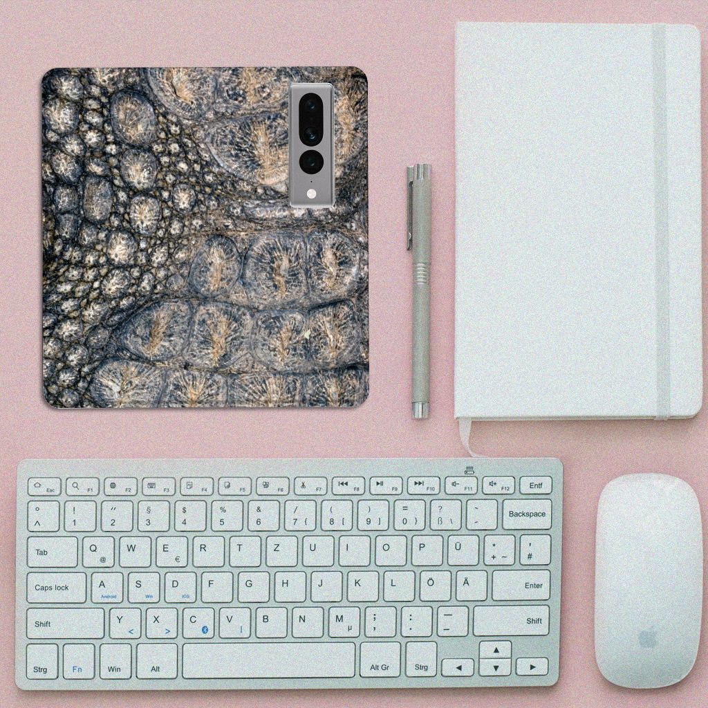 Google Pixel 7 Pro Hoesje maken Krokodillenprint detail van krokodillenprint bovenkant