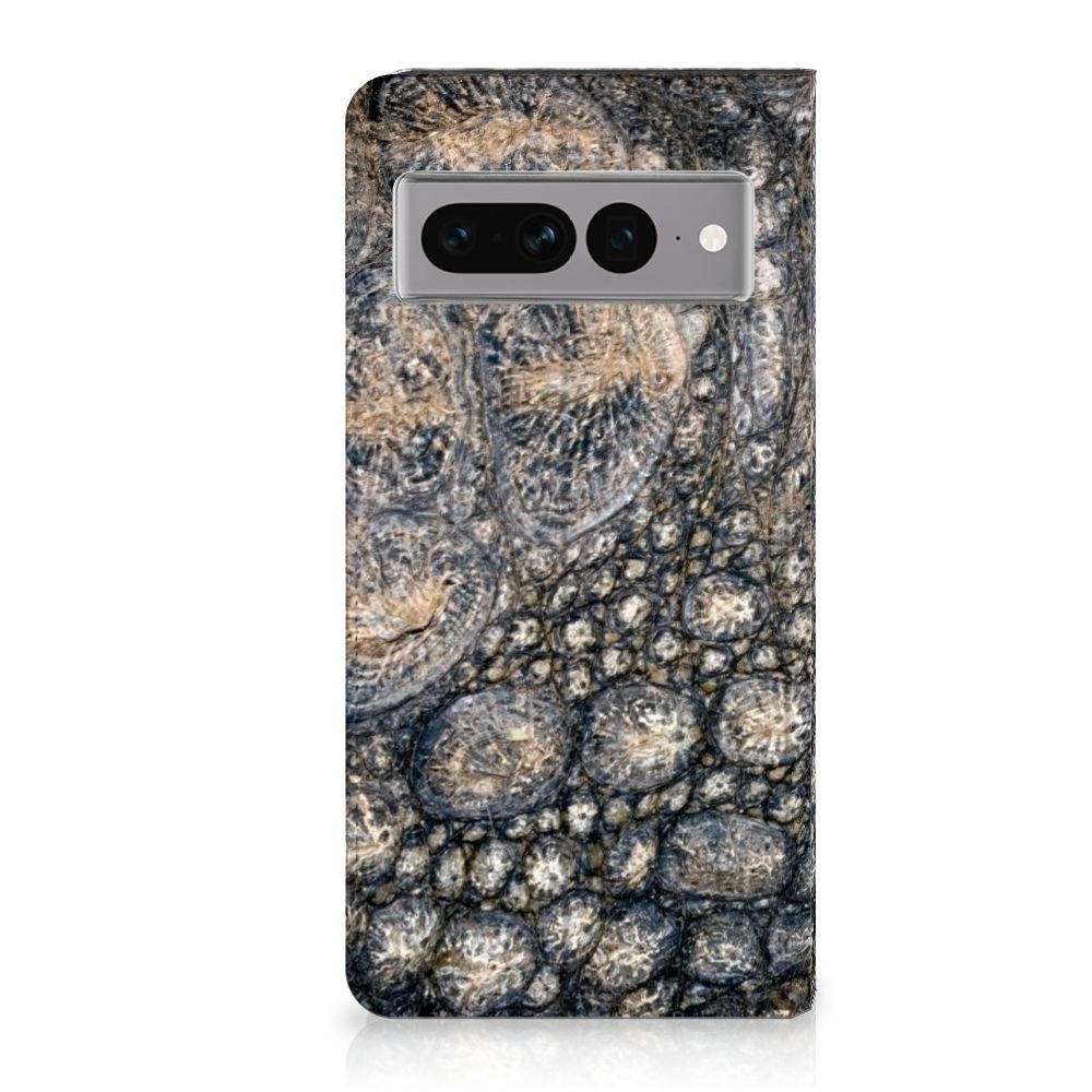 Google Pixel 7 Pro Hoesje maken Krokodillenprint krokodillenprint stand case voorzijde
