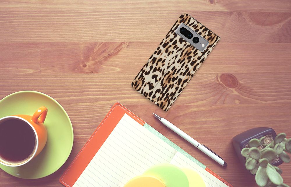 Google Pixel 7 Pro Hoesje maken Leopard luipaardprint design bovenaanzicht