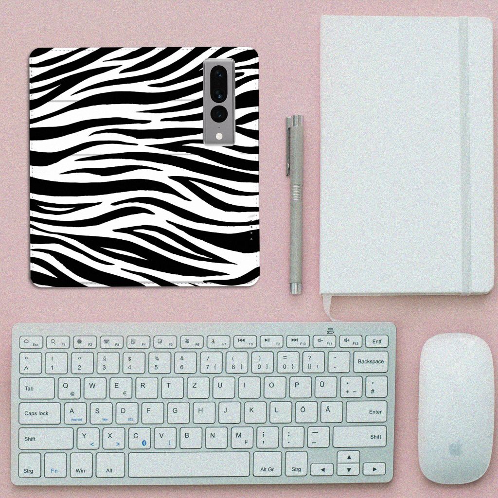 Google Pixel 7 Pro Hoesje maken Zebra zwart wit strepen bovenaanzicht
