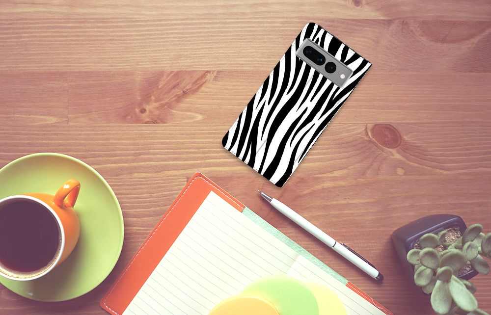 Google Pixel 7 Pro Hoesje maken Zebra zebra strepen zwart wit aanzicht