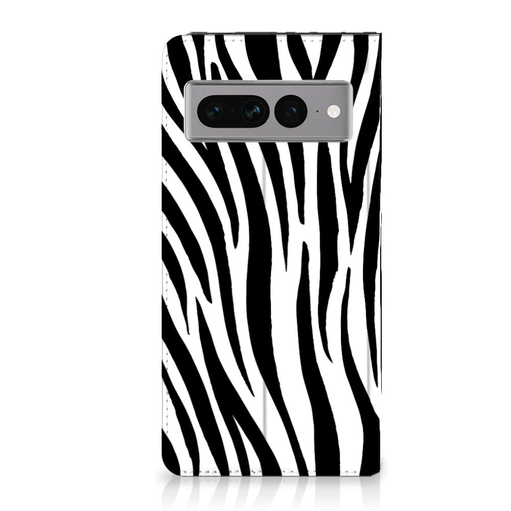 Google Pixel 7 Pro Hoesje maken Zebra zwart wit zebra strepen aanzicht