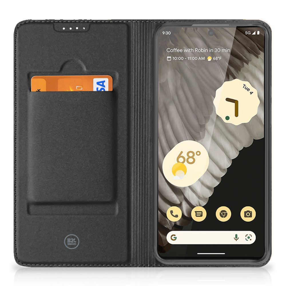 Google Pixel 7 Pro Stand Case Zwart Roze Vormen design case zwart aanzicht