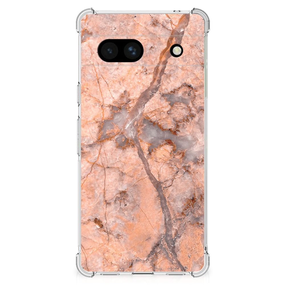 Google Pixel 7A Anti-Shock Hoesje Marmer Oranje B2C Telecom