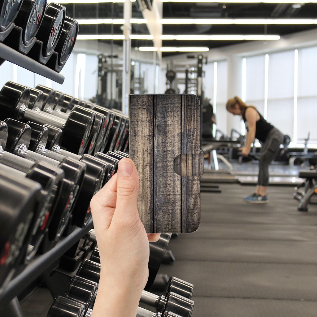 Google Pixel 7A Book Style Case Steigerhout boekstyle steigerhout hand gym