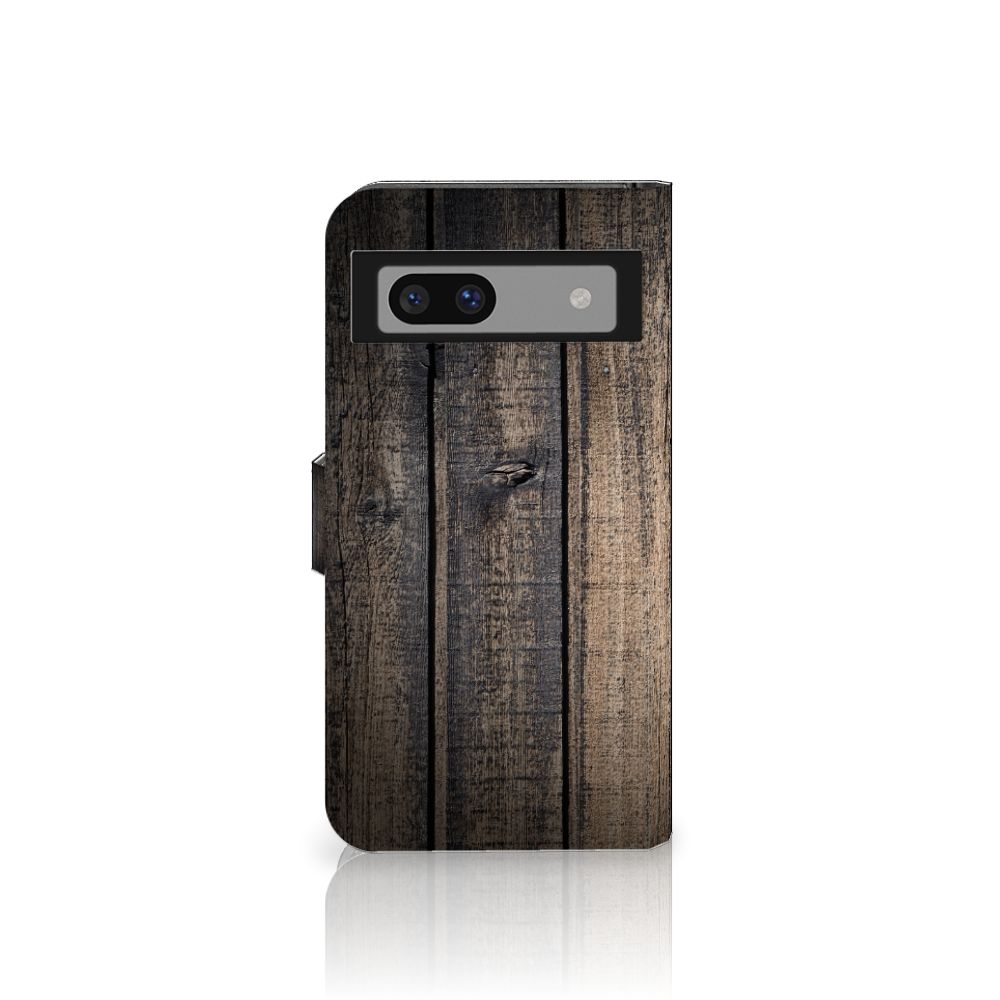 Google Pixel 7A Book Style Case Steigerhout bookstyle case houten design voorkant
