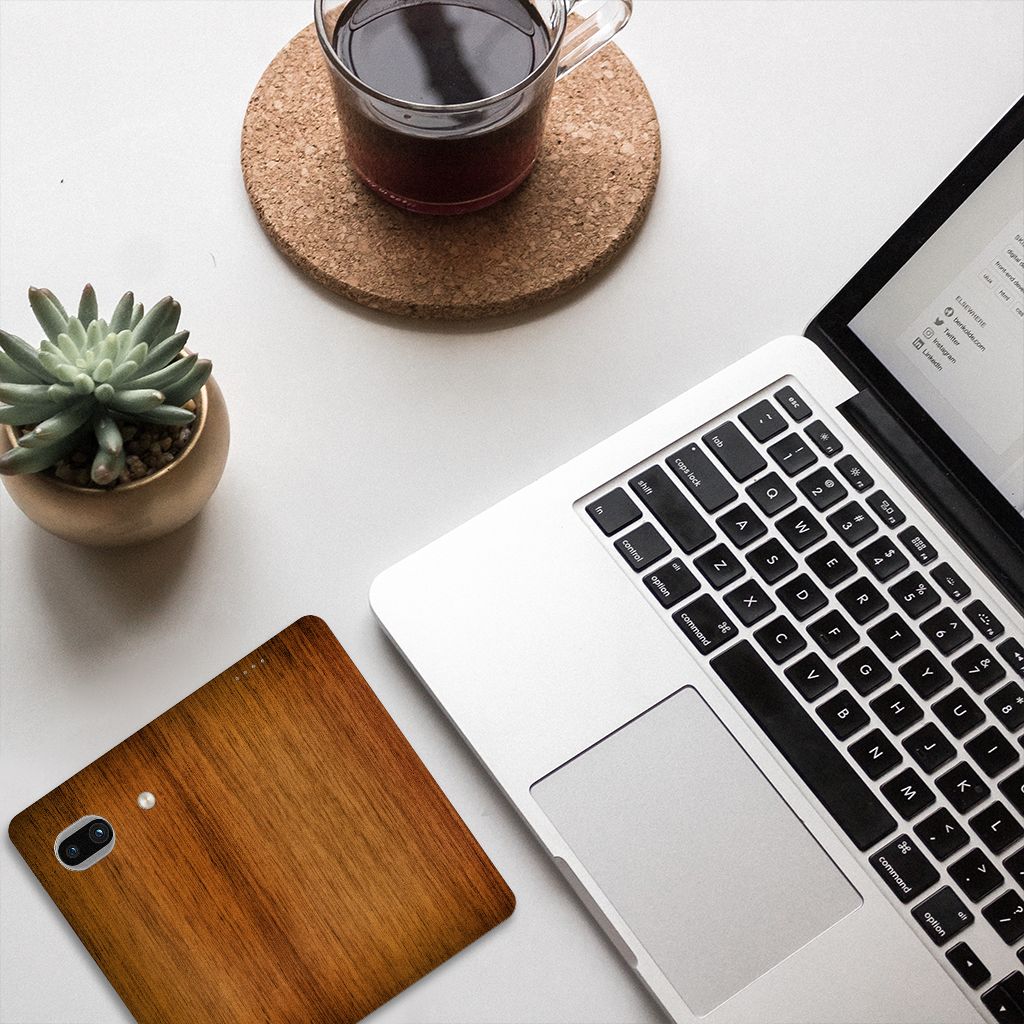 Google Pixel 7A Book Wallet Case Donker Hout design donker hout aanzicht
