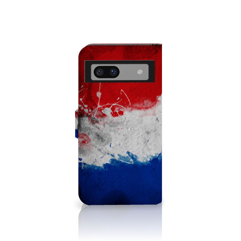 Google Pixel 7A Bookstyle Case Nederland met artistiek design van de Nederlandse vlag.