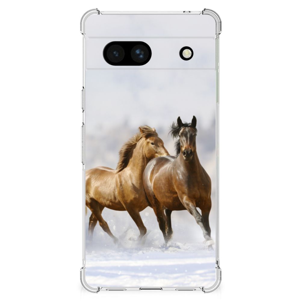 Google Pixel 7A Case Anti-shock Paarden paarden rennend ontwerp