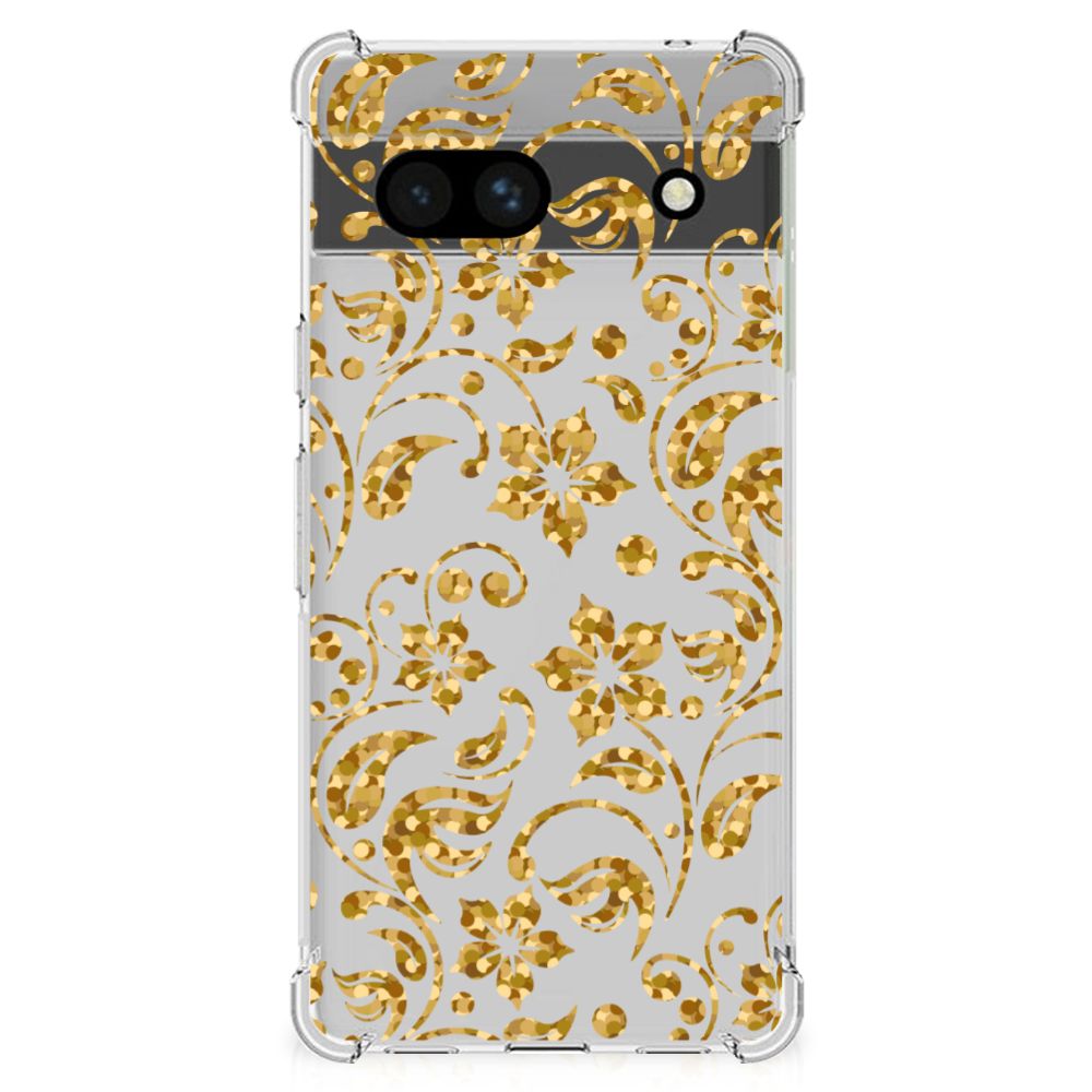 Google Pixel 7A Case Gouden Bloemen B2C Telecom